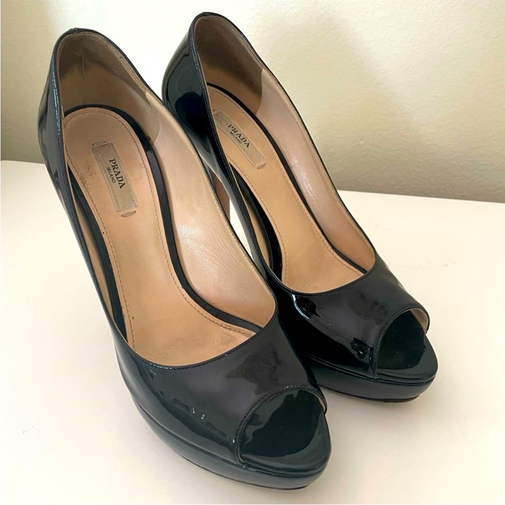 Prada Black Peep Toe Heels